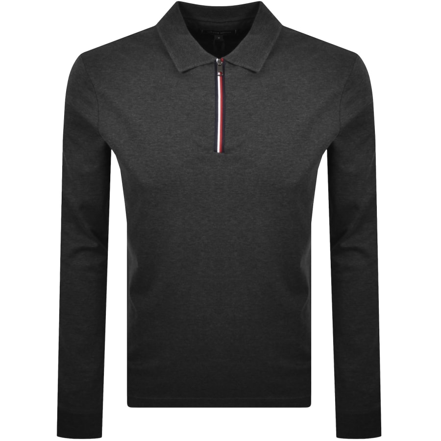 Tommy Hilfiger Interlock Zip Polo T Shirt Grey | Mainline Menswear us